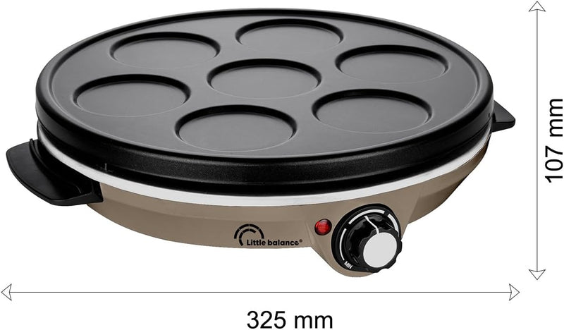LITTLE BALANCE 8694 Crêpe-Pfanne Duo 1000 Muskatnuss, elektrische Crêpe und Pfannkuchen, 2 herausneh