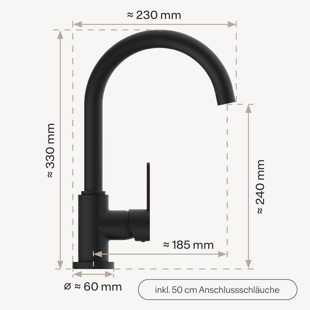 Wasserwerk Küchenarmatur WK5 | Wasserhahn Küche | Armatur Spültisch | Mischbatterie für die Küche |