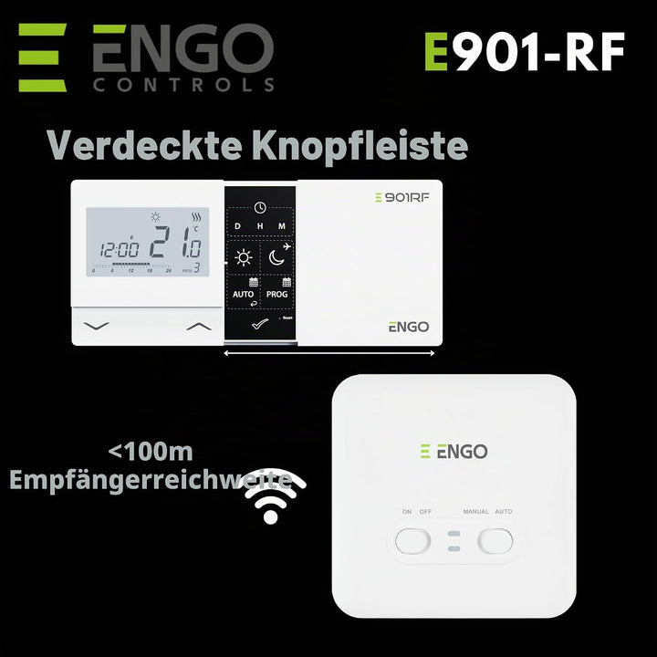 ENGO E901RF Wireless Thermostat 7 Tage Programmierbar Zentralheizungsregler Gas Öl Kombi Boiler Ther