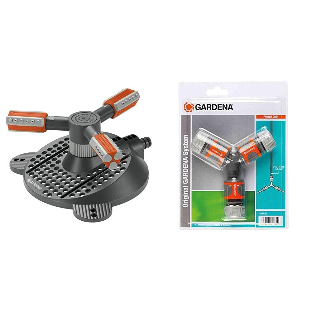 Gardena Comfort Kreisregner Mambo: Rasensprenger &amp; Abzweig-Satz für 13 mm (1/2 Zoll)- und 15 mm (5/8