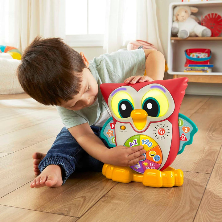 Fisher-Price - BlinkiLinkis Schlaue Eule, Französische Version, interaktives Lern-Spielzeug mit Musi