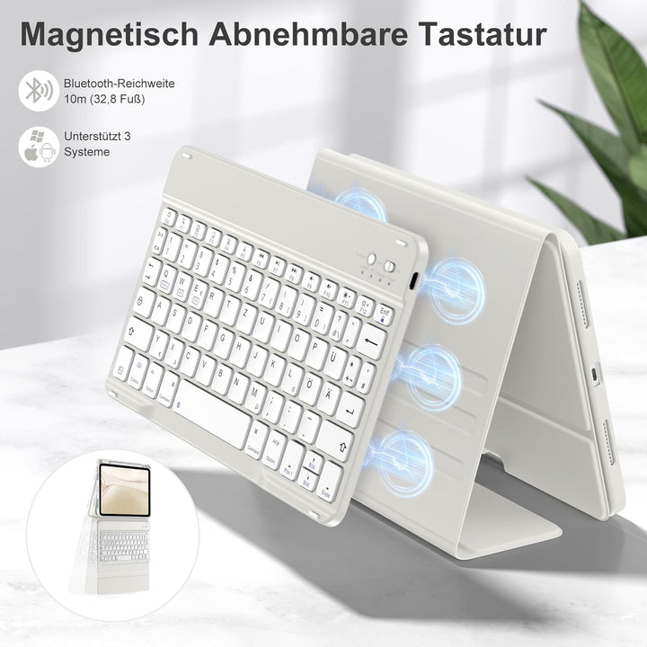 Hülle mit Tastatur für iPad A16 11 Generation 2025/10 Generation 2022(11/10.9 Zoll), Magnetische Ant