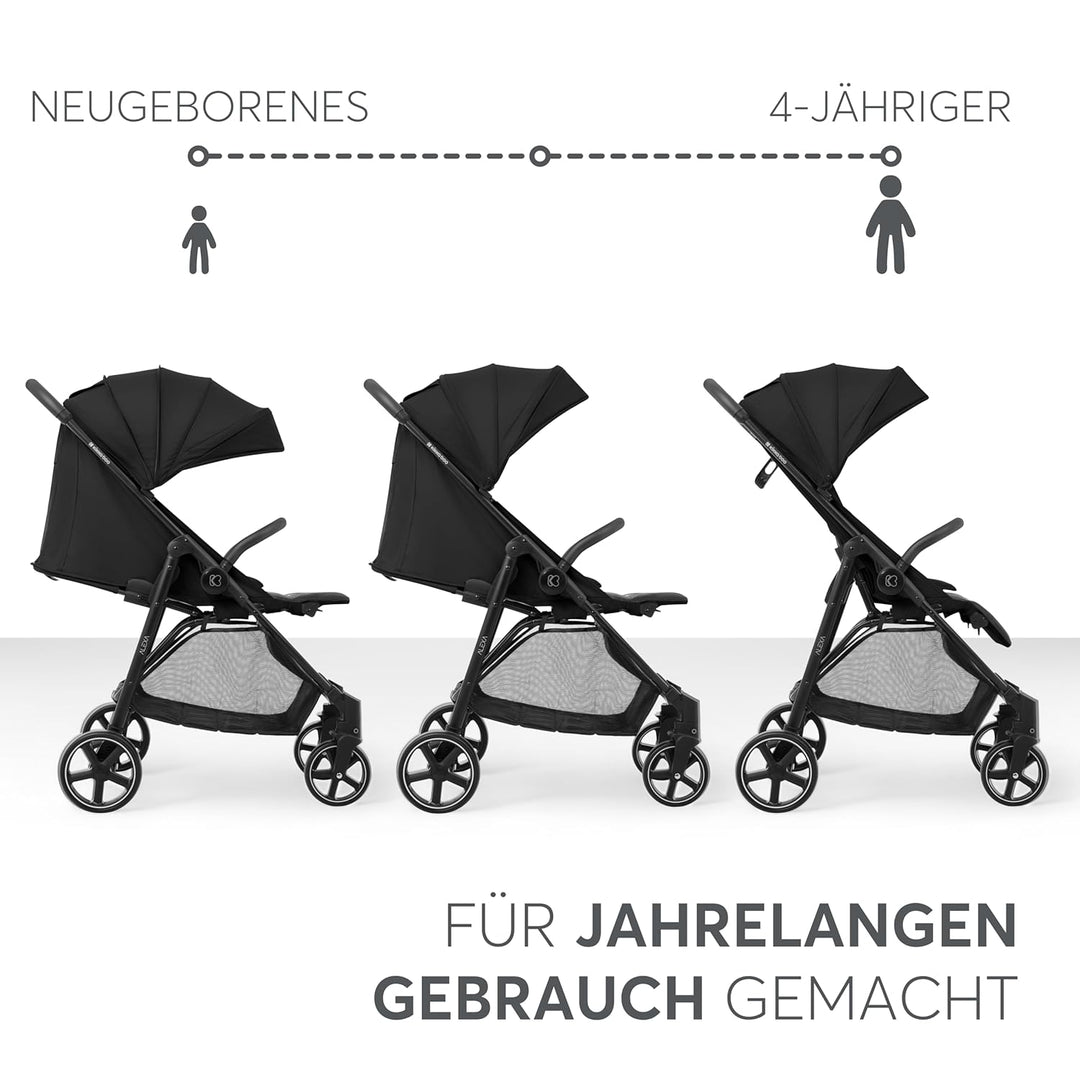 KikkaBoo ALEXA Leichter Buggy von Geburt bis 22 kg, Einhand-Faltmechanismus, Verstellbare Rückenlehn