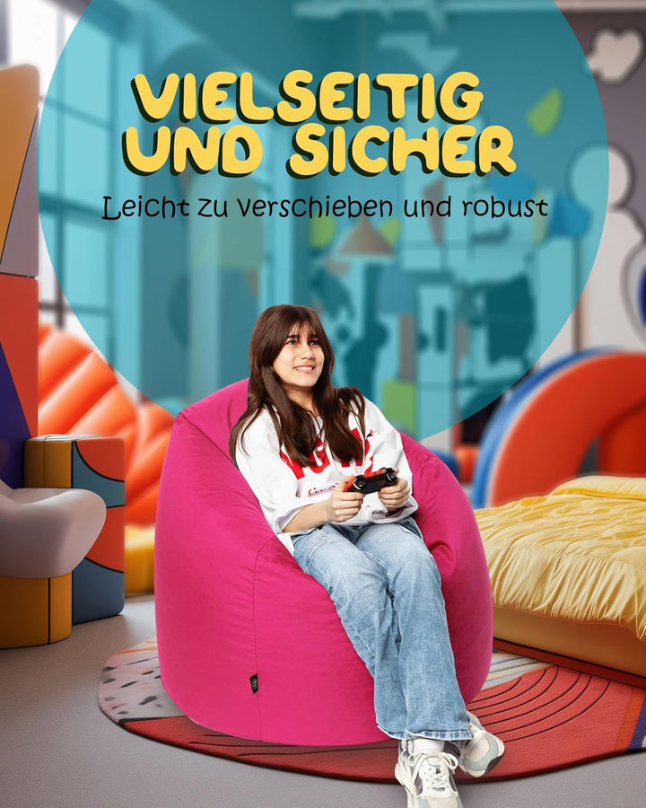 PATCH HOME Patchhome Sitzsack Tropfenform mit Reissverschluss Nachfüllbar - für In &amp; Outdoor - mit S