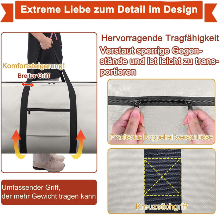Extra Grosse Aufbewahrungstasche, Oxford Heavy-Duty Umzugstaschen mit Reissverschlüssen Handgriff, w