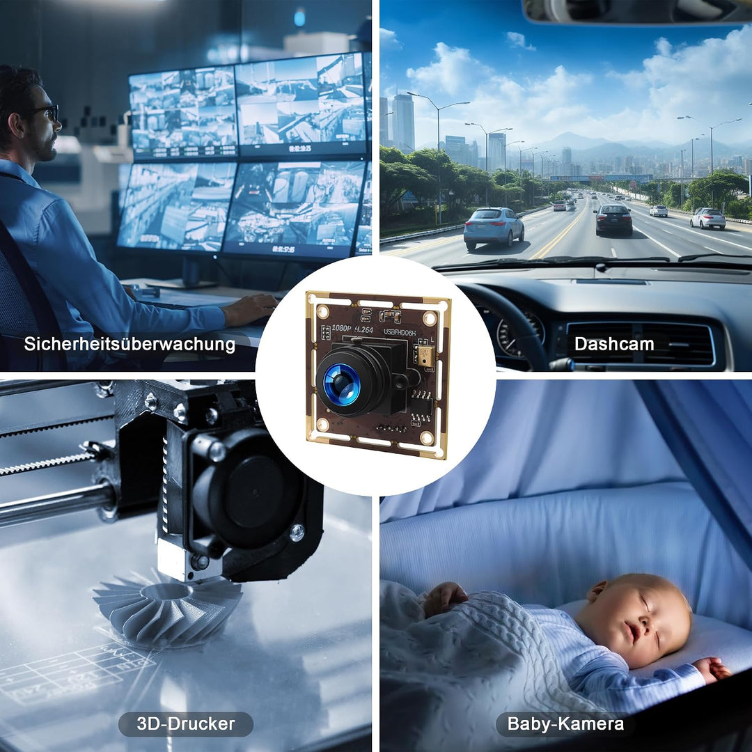 1080P USB Kameramodul mit Fischaugenobjektiv, 180° Weitwinkel | 0,01Lux Schwachlicht, H.264 USB 2.0