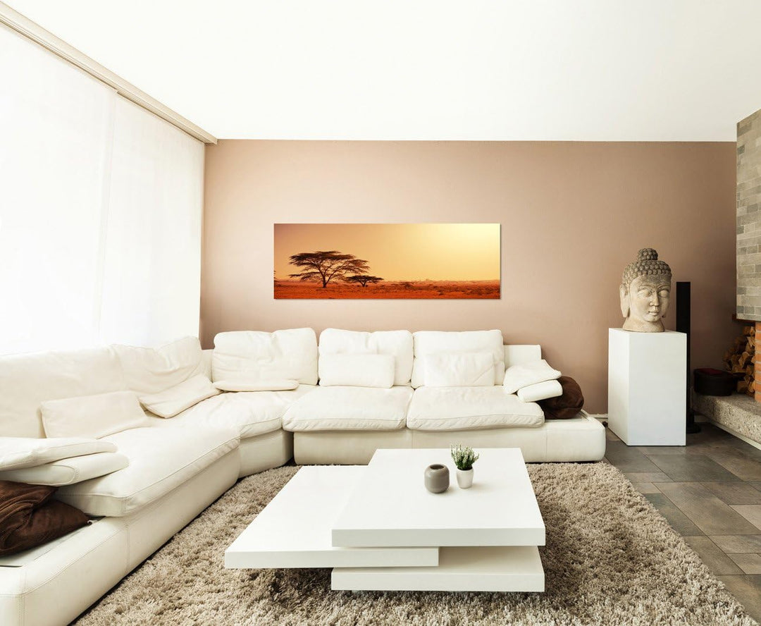 Paul Sinus Art Panoramabild auf Leinwand und Keilrahmen 150x50cm Afrika Namibia Baum Abendstimmung