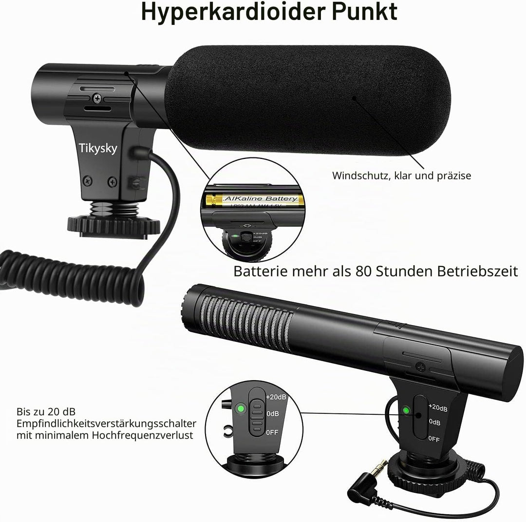 Videomikrofon für DSLR-Interviews, Kamera Mikrofon Shotgun-Mikrofon für Canon, Nikon, Sony, Panasoni
