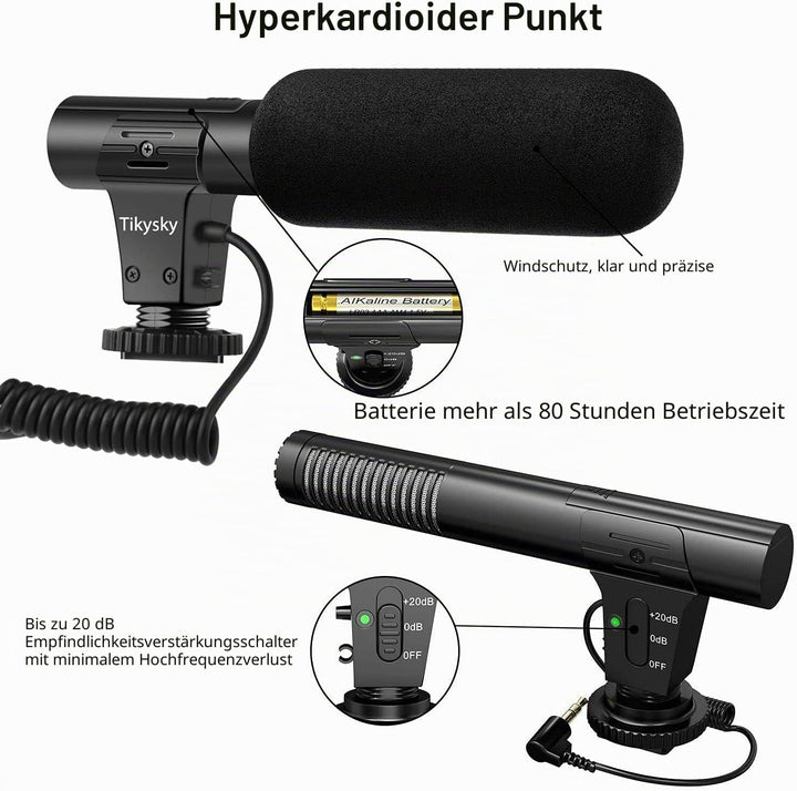 Videomikrofon für DSLR-Interviews, Kamera Mikrofon Shotgun-Mikrofon für Canon, Nikon, Sony, Panasoni