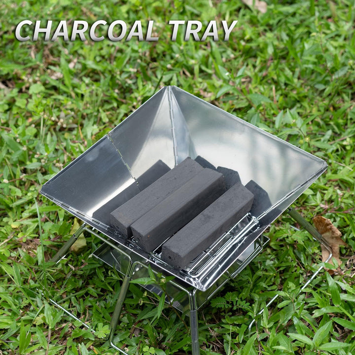 Tentock Tragbarer Holzkohlegrill Picknickgrill Camping Klappgrill Edelstahl, Outdoor Flatbarer BBQ G