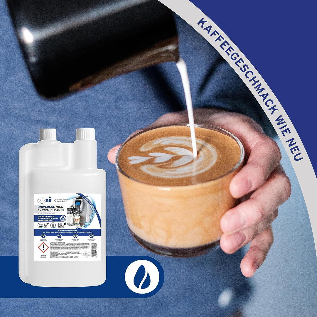 Caffenu Universal Milchsystemreiniger - 1L Alkalische Reinigungslösung, Alkalisch