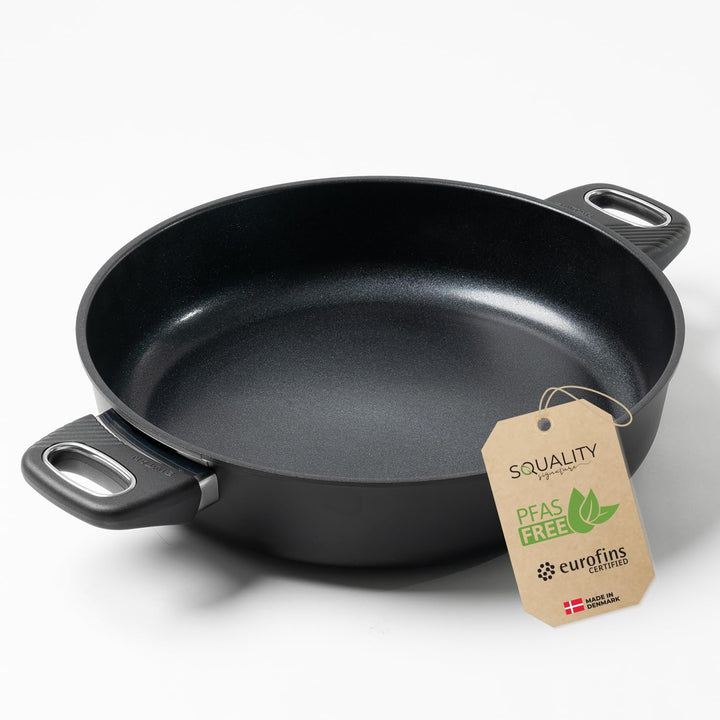 Premium Sauteuse Pfanne 32 cm Doppelgriff – PFAS-freie Antihaft Pfanne aus Dänemark | Ofenfest bis 2