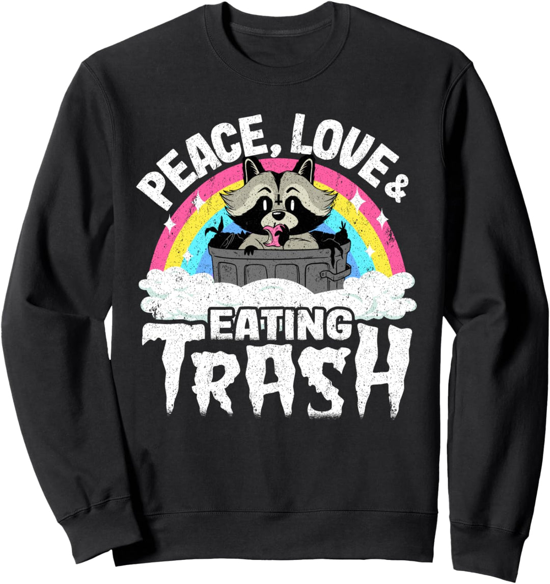 Peace Love & Eating Trash Waschbär Kinder Band Metall Regenbogen Sweatshirt