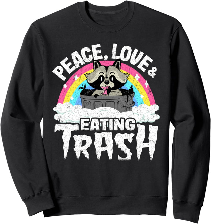 Peace Love & Eating Trash Waschbär Kinder Band Metall Regenbogen Sweatshirt
