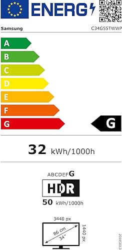 Samsung Gaming Monitor G5 C34G55TWWP, 34 Zoll, VA-Panel, UWQHD-Auflösung, AMD FreeSync Premium, Krüm