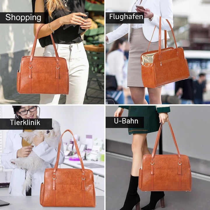 Hundetragetasche, modische Leder-Haustier-Tragetasche mit Taschen, von Fluggesellschaften zugelassen
