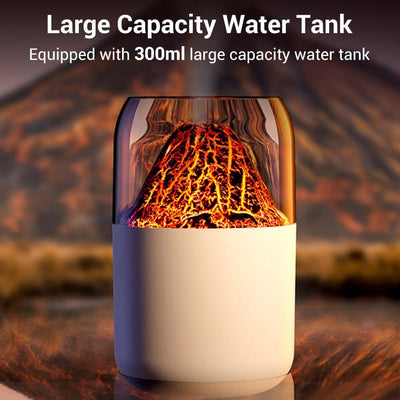 Vulkan Luftbefeuchter, 300 ml Mini Nebel Humidifier mit Umgebungslicht, Tragbarer Diffusor für Zuhau