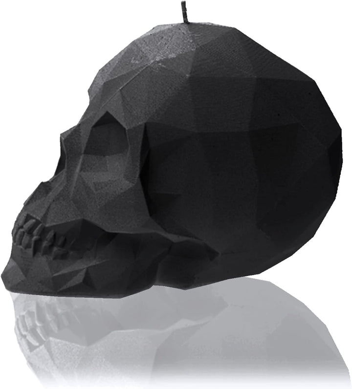 Candellana Kerze Kleiner Schädel Low Poly | Höhe: 12 cm | Schwarz | Totenkopf | Handgefertigt in der