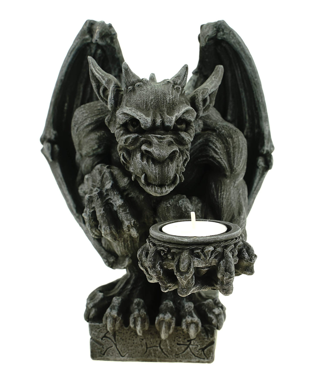 Vogler 766-2933 Teelichthalter Gargoyle 21 cm Figur Wasserspeier Drache Teelicht