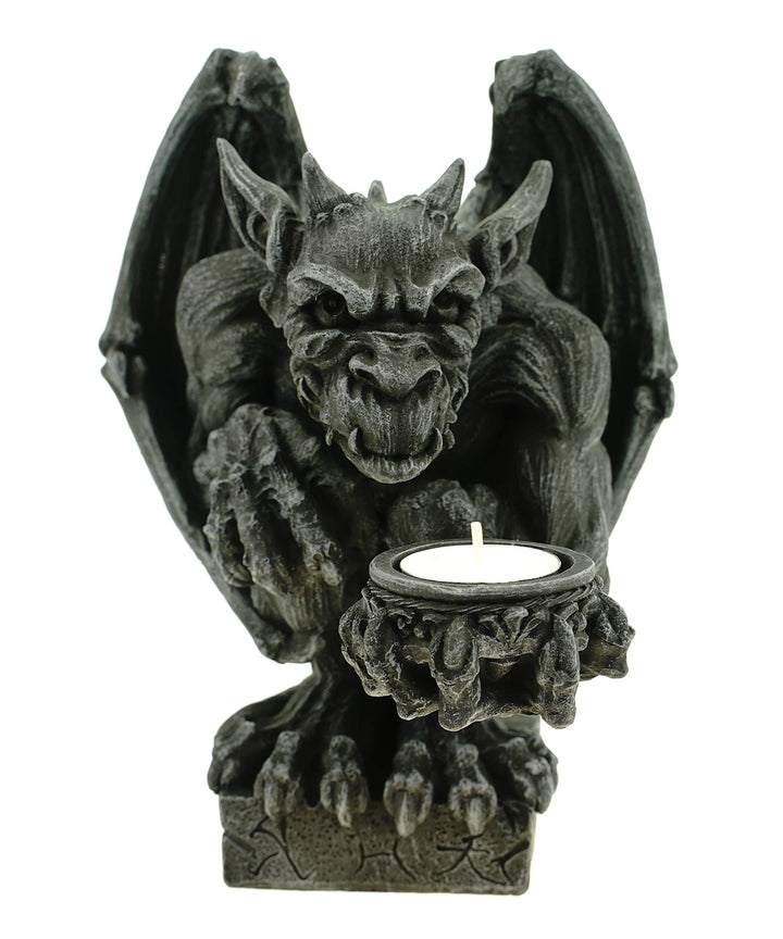 Vogler 766-2933 Teelichthalter Gargoyle 21 cm Figur Wasserspeier Drache Teelicht