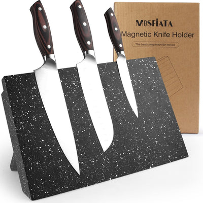 MOSFiATA Magnetischer Messerblock Ohne Messer 13,7 Zoll, Messerhalter Schwarz, Schwerpunktmagnet für