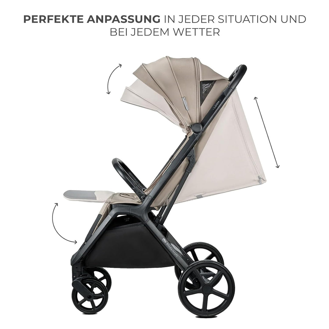 Kinderkraft LOOM Kompakter und leichter Buggy, automatisches Zusammenklappen, grosse pannensichere R