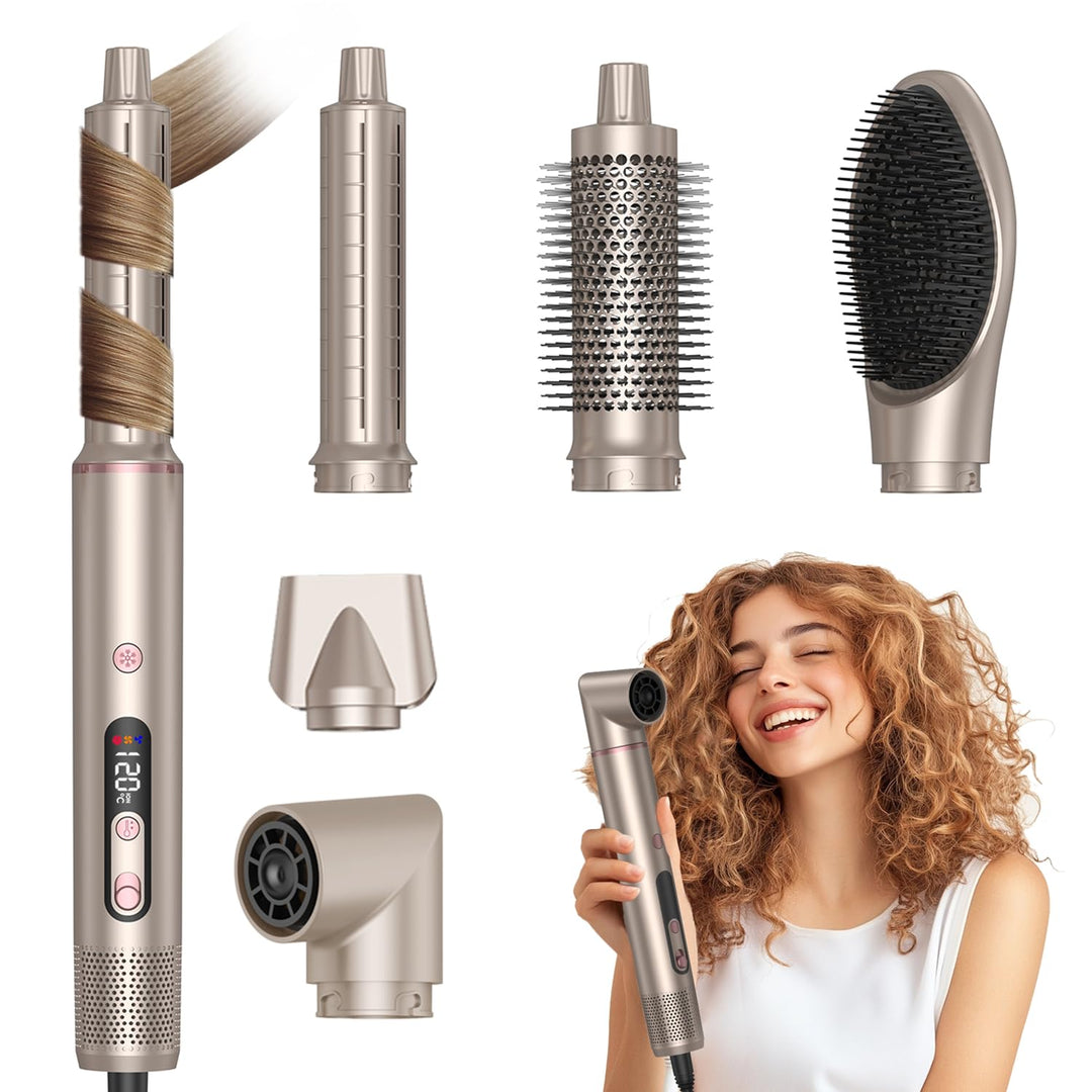 Airstyler 6 in 1, LCD-Display, 110000 U/Min Haarstyler Rundbürstenföhn, Hairstyler Warmluftbürste Mi