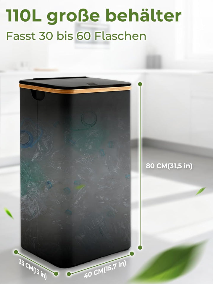 110L Pfandflaschen Sammelbehälter mit Deckel & 2 Tragetasche, Pfandflaschen Behälter Faltbar, Leergu