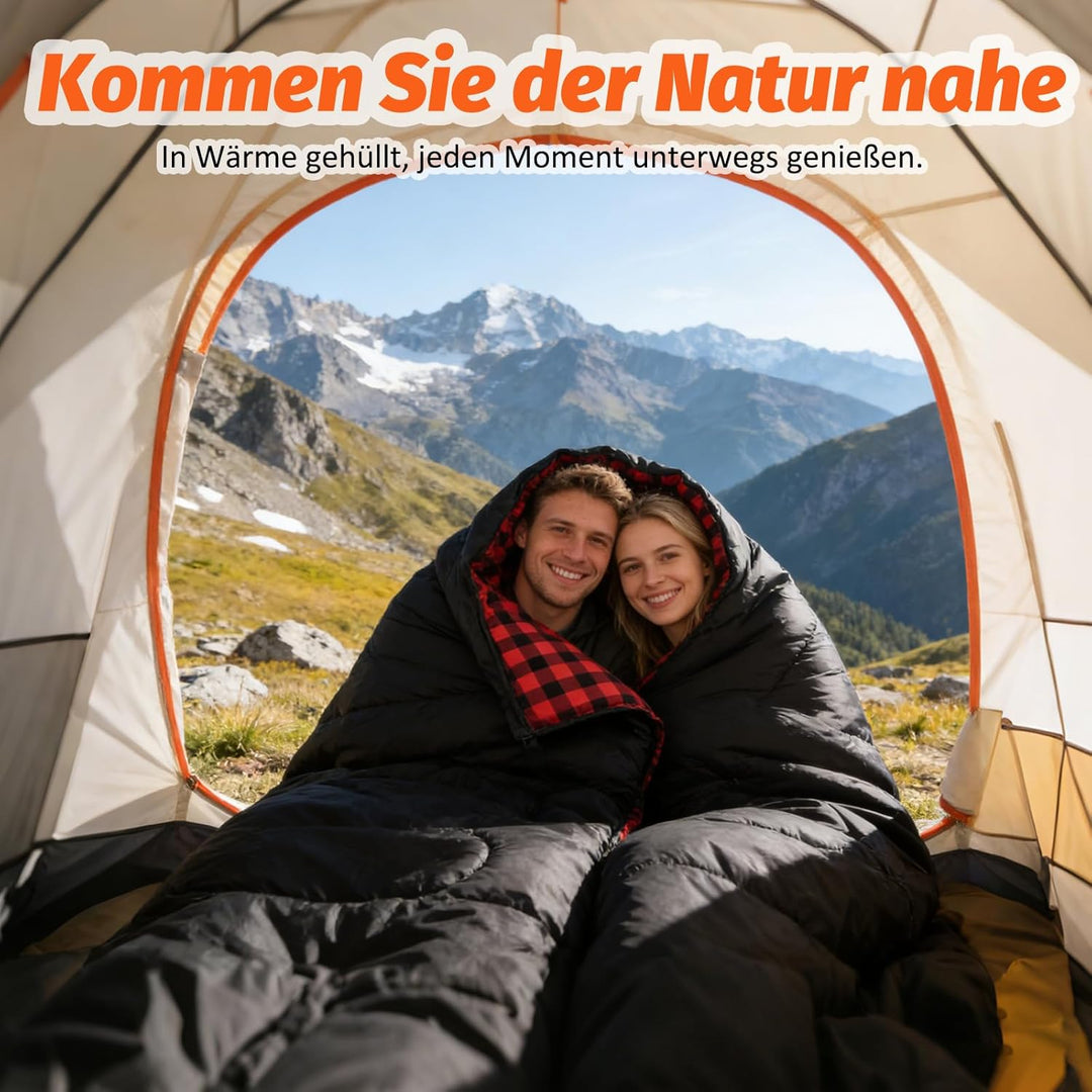 SWTMERRY Camping Doppelschlafsack für Erwachsene - Schlafsack 2 Personen, 230x160cm Deckenschlafsäck