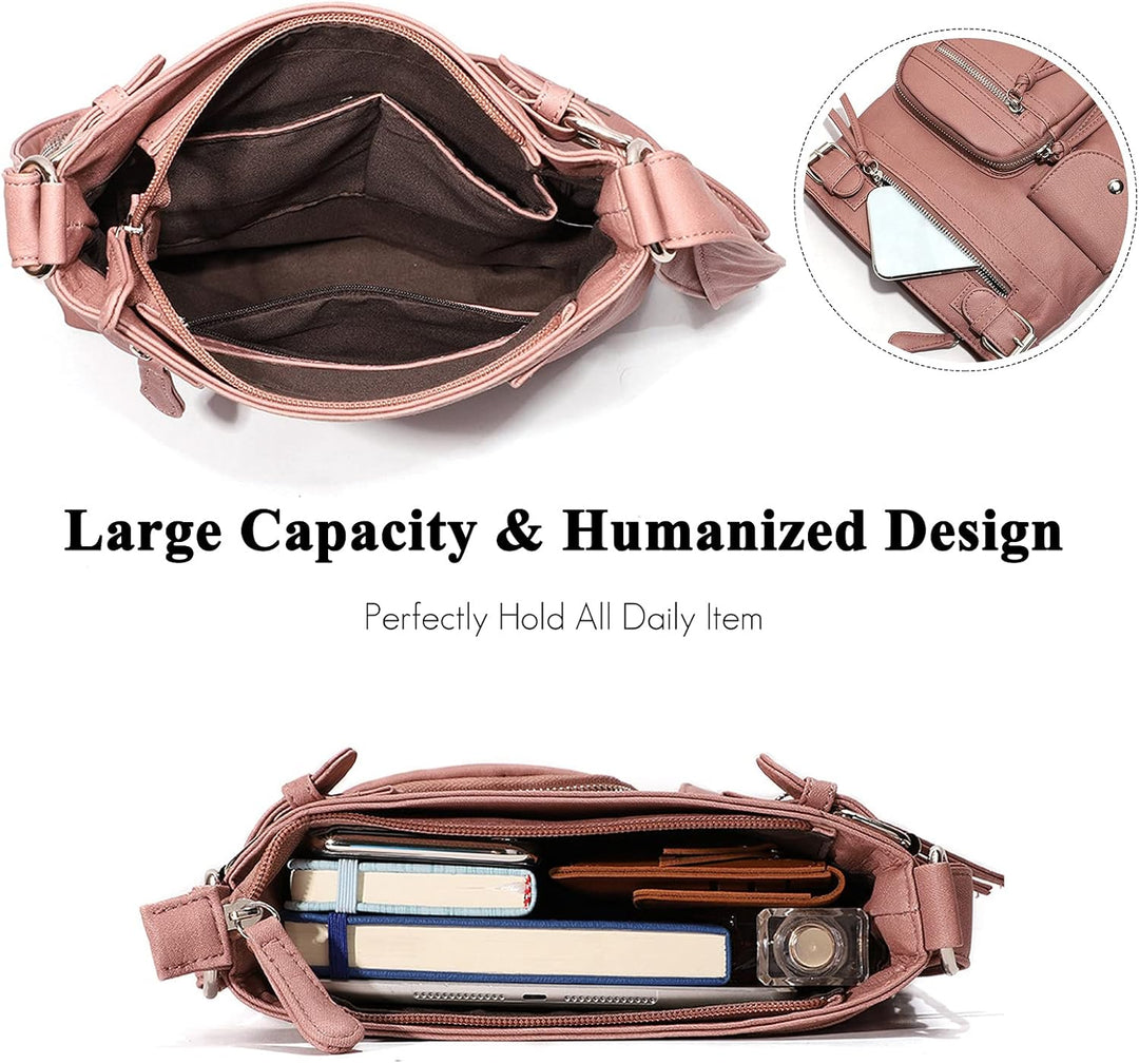 FANDARE Leichte Schultertasche Umhängetaschen Damen Schulranzen Handtaschen Klein Frauen PU Leder Wa