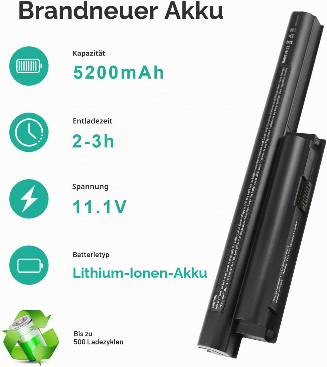 ARyee 5200mAh Akku für Sony Vaio PCG-61 PCG-61713M PCG-61714M PCG-91 PCG-91211M SVE15 SVE1511C5E SVE