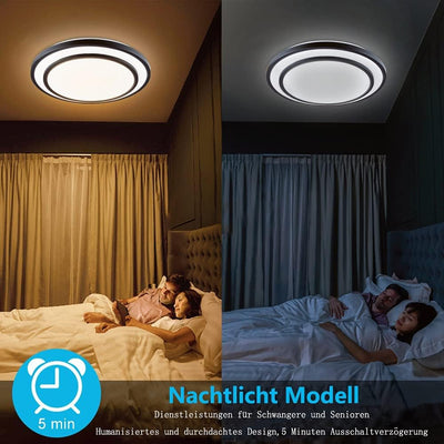 Depuley 48W LED Deckenleuchte mit Fernbedienung Einstellbar, 3 Farbenwechsel, Nachtlichtmodus, IP44