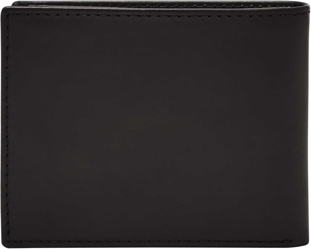 Fossil Herren Derrick Leder RFID-blockierende Bifold Passcase mit abnehmbarem Kartenetui Schwarz, Sc
