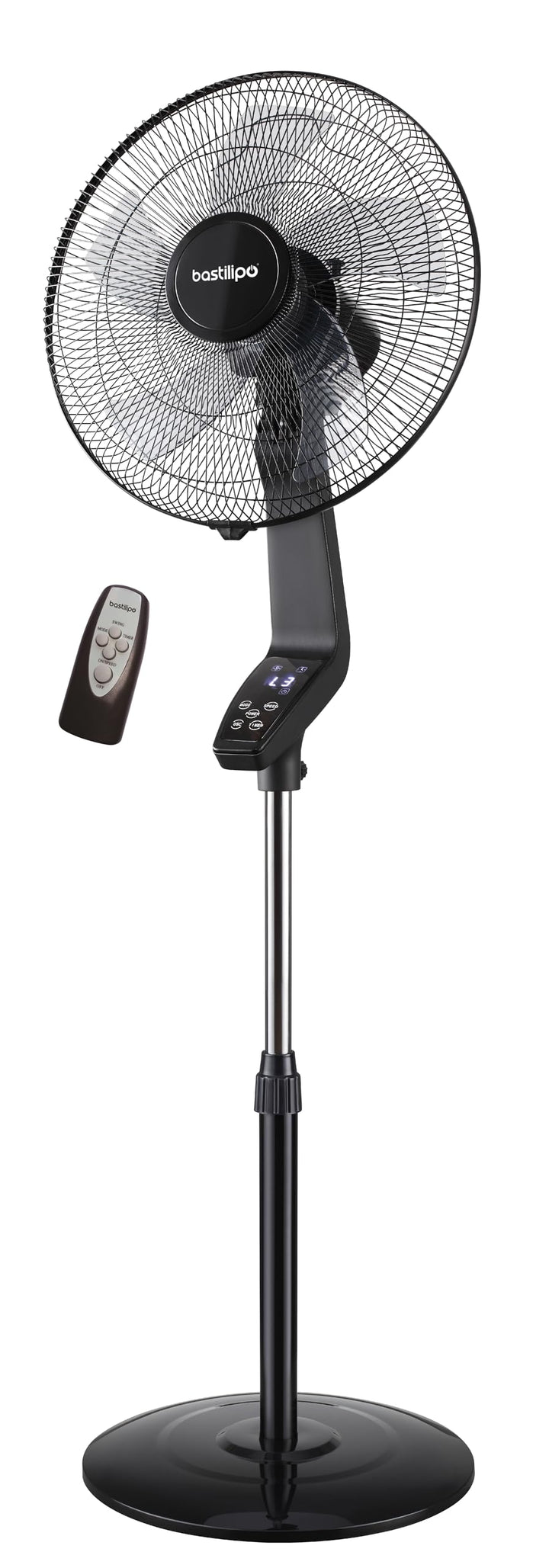 Bastilipo - Coín Black - Fussventilator mit Fernbedienung - Leistung 50 W - 3 Geschwindigkeiten - 40