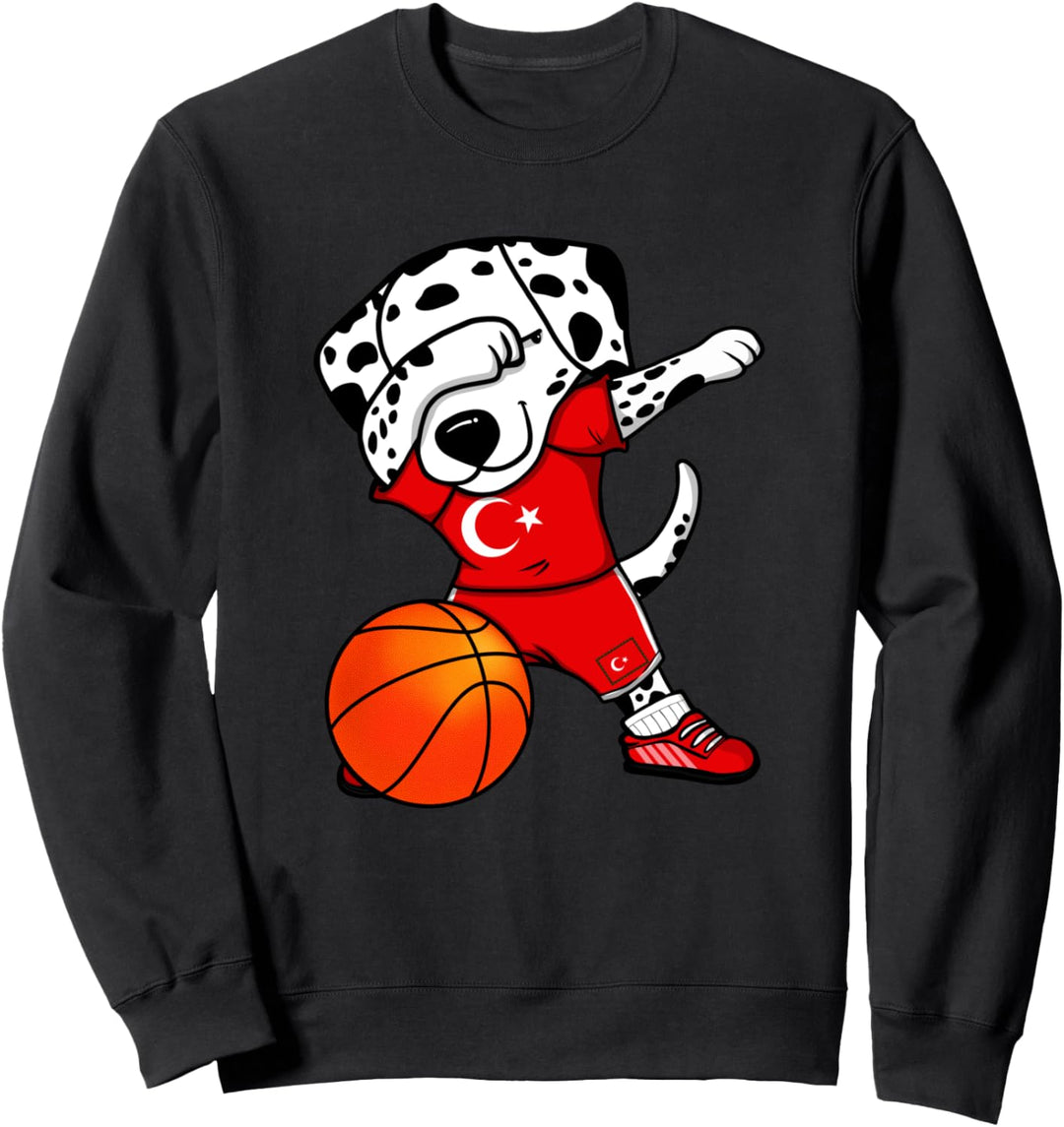 Dabbing Dalmatiner Hund Türkei Basketball Mannschaft Sport Sweatshirt