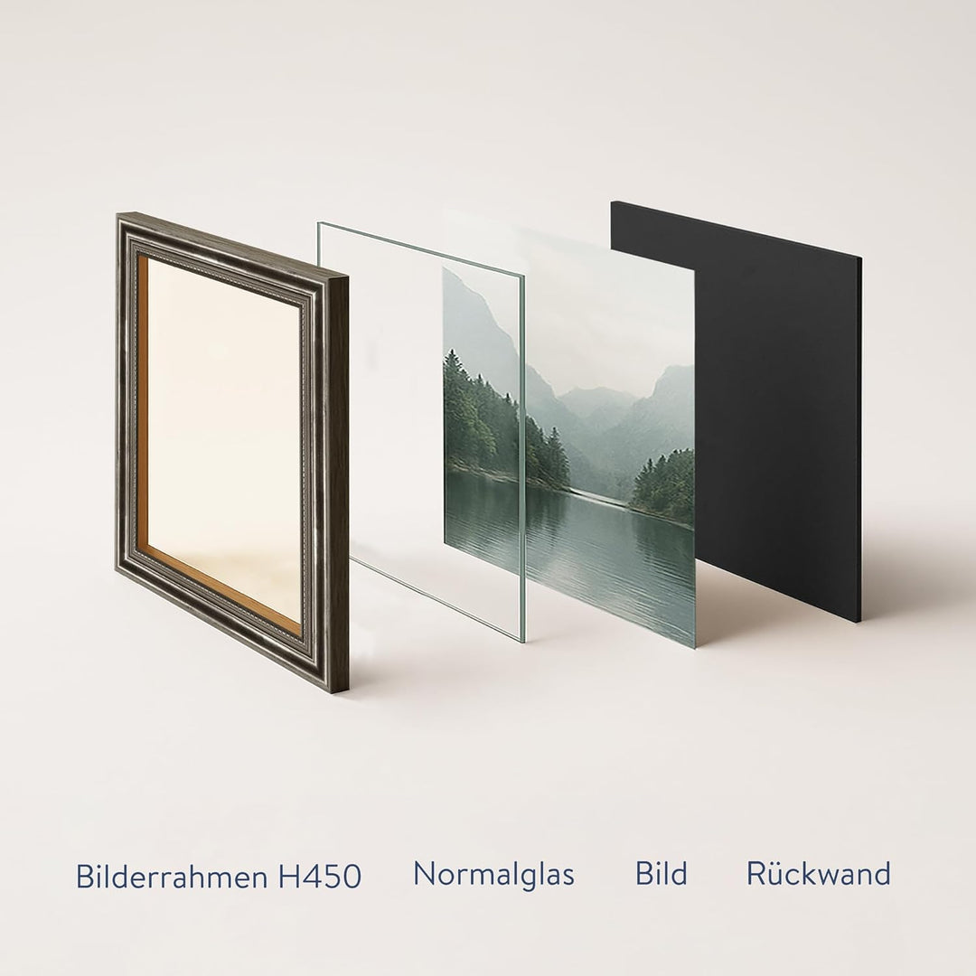 WANDStyle Bilderrahmen Antik 30x30cm I Farbe: Silber I Holzbilderrahmen I Fotorahmen I Silberner Bar