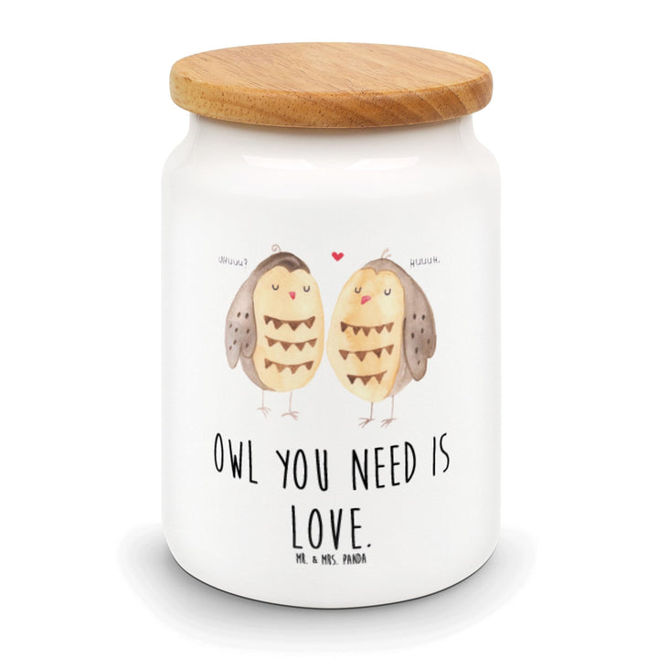 Mr. &amp; Mrs. Panda Frischhaltedose Eulen Liebe - Geschenk, Keksdose, Freund, leckerlidose, Paar, Dose,