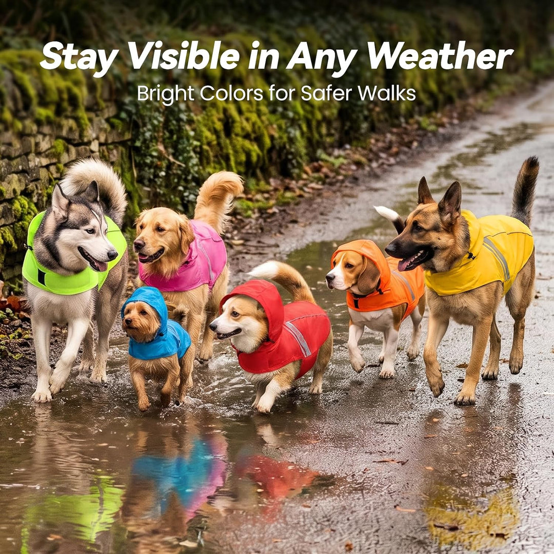 VIVAGLORY Hunderegenmantel für kleine Hunde, leicht an- und ausziehbare Regenbekleidung, reflektiere