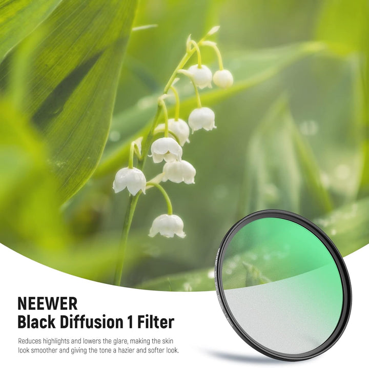 NEEWER 82mm Black Diffusion 1 Filter Schwarze Diffusion Träumerischer Kinoeffekt Ultradünner Kamerao