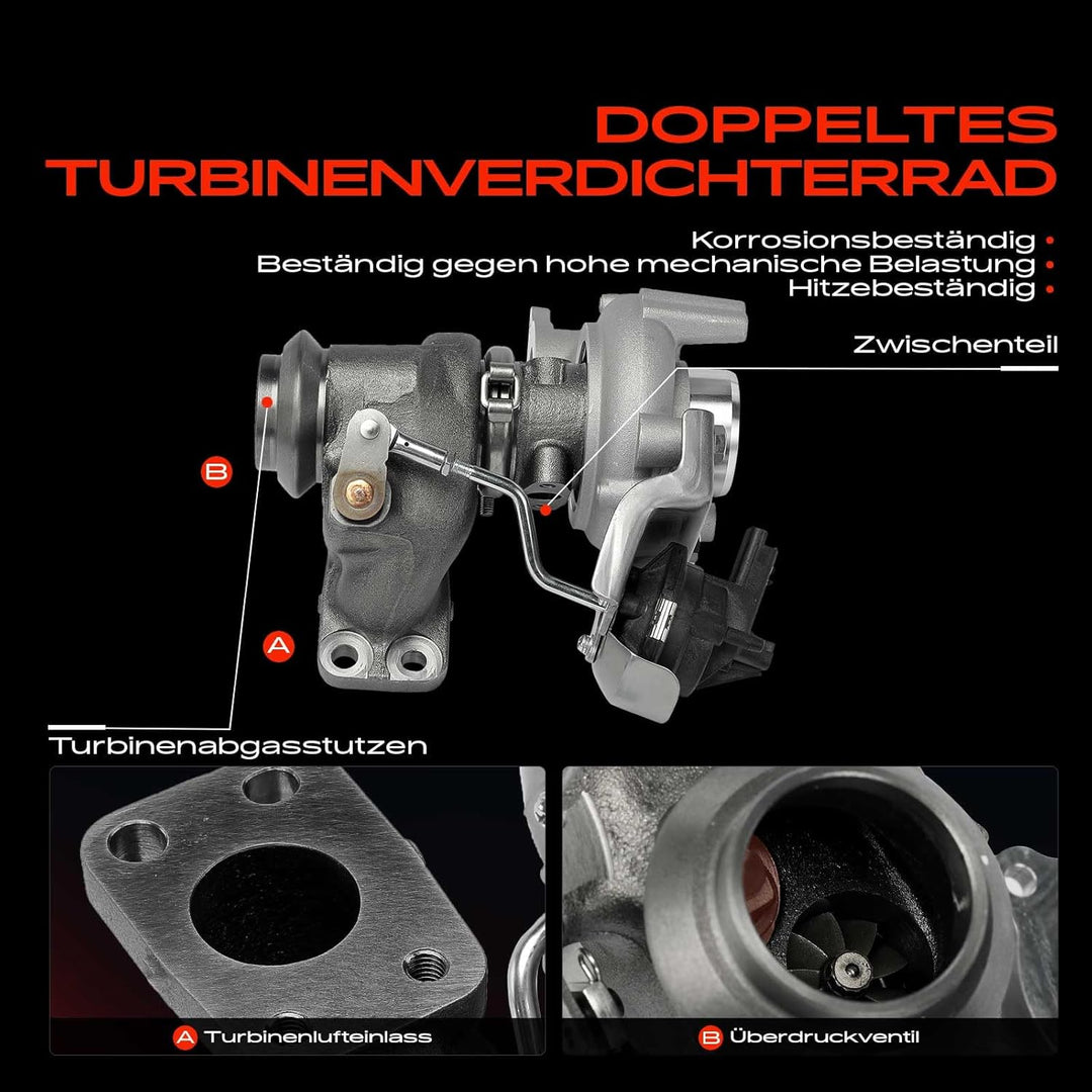 Frankberg Turbolader Abgasturbolader 3-Polig Kompatibel mit C3 III SX 1.6L Diesel 2016-2024 Fiesta V