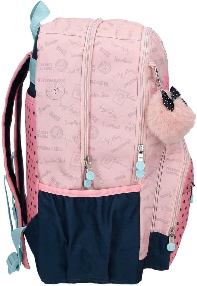Enso Bonjour Schulrucksack mit zwei Fächern, anpassbar an Trolley, Rosa, 32 x 44 x 17 cm, Polyester,
