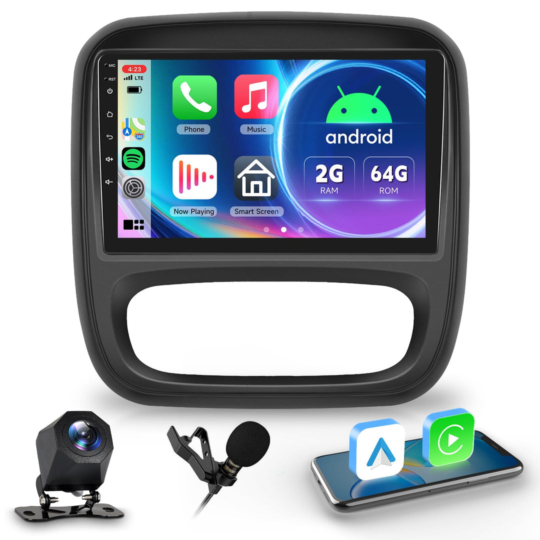 Hodozzy 2G 64GB Android Autoradio für Opel Vivaro B 2014-2018/ Renault Traffic 3 2014-2021 Wireless