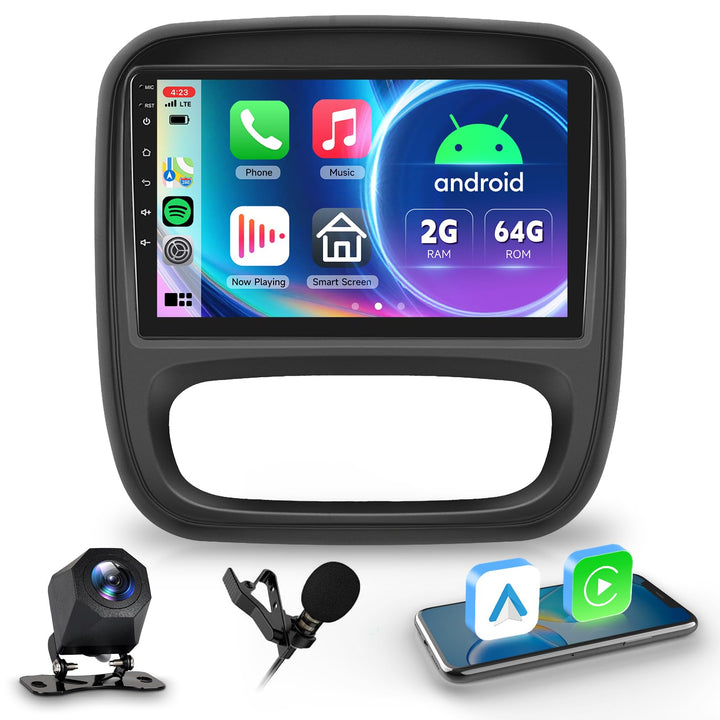 Hodozzy 2G 64GB Android Autoradio für Opel Vivaro B 2014-2018/ Renault Traffic 3 2014-2021 Wireless