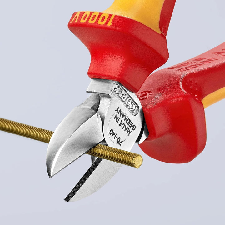 Knipex Seitenschneider verchromt, isoliert mit Mehrkomponenten-Hüllen, VDE-geprüft 140 mm 70 06 140