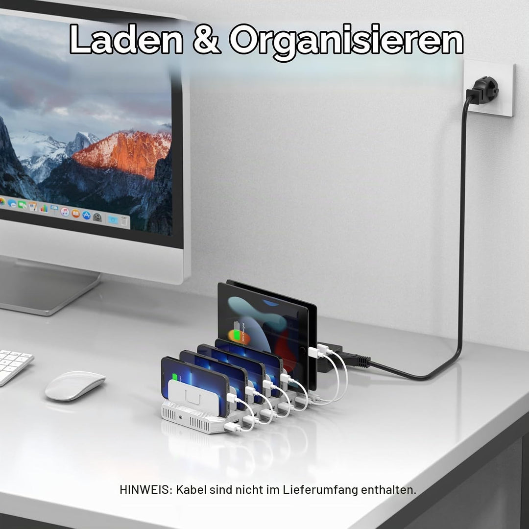 Unitek 60W Handy Ladestation Mehrfach 10 Ports, USB Ladestation für mehrere Geräte mit SmartIC Techn