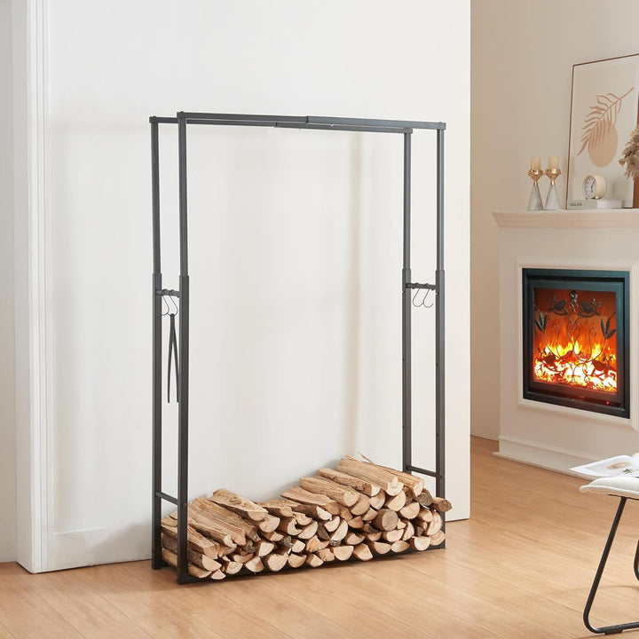 [en.casa] Kaminholzregal Kasan Verstellbarer Feuerholzständer Holzlager aus Stahl Brennholzregal Hol
