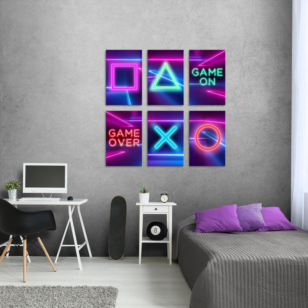 Novart Wandbilder Set - KOMPLETT AUFHÄNGFERTIG - Made in Germany - Moderne Bilder Gaming Spielkonsol