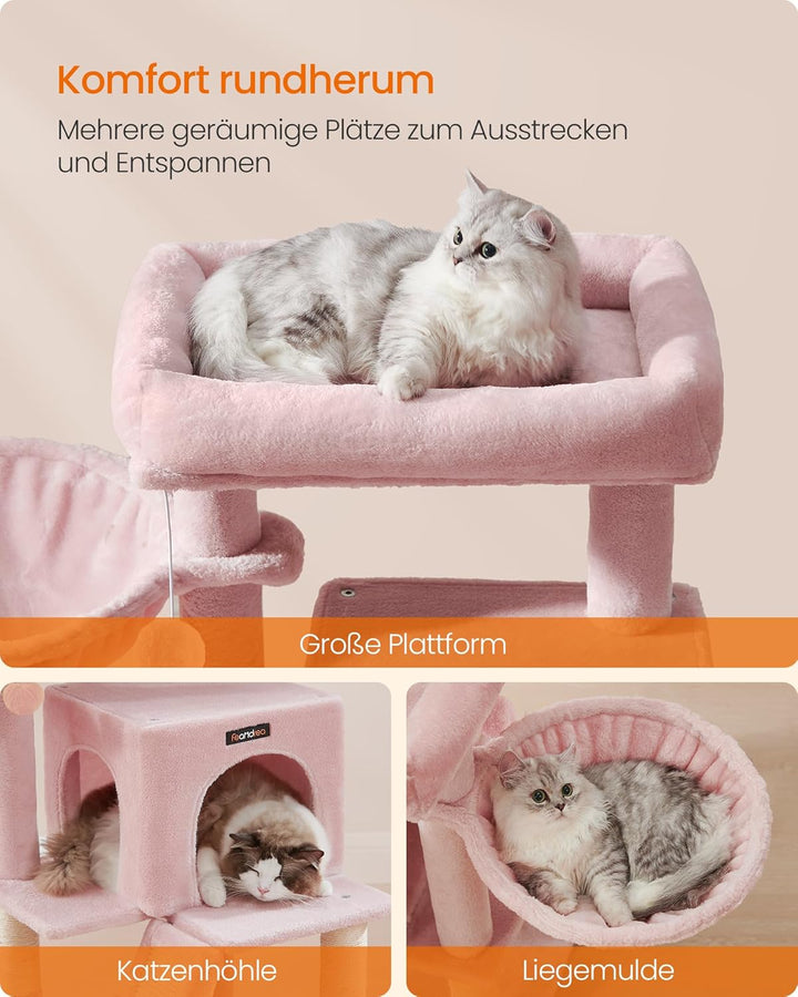 Feandrea Kratzbaum, Katzenbaum mit grosser Plattform, pastellrosa PCT051P01, pastellrosa