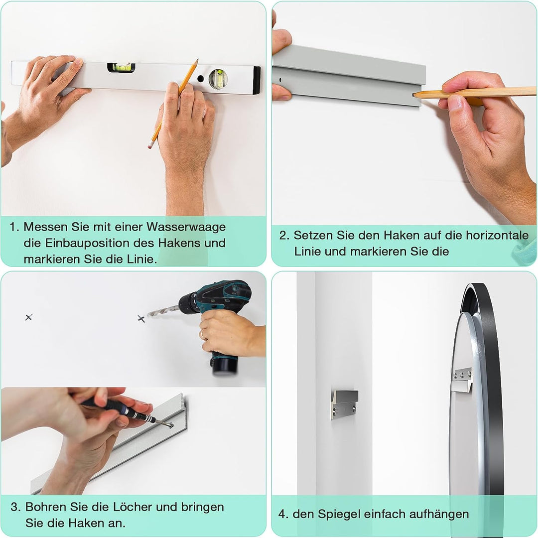 LED Runder Badezimmerspiegel mit Beleuchtung, Antibeschlag, dimmbar, energiesparend, 3 Lichtfarben,