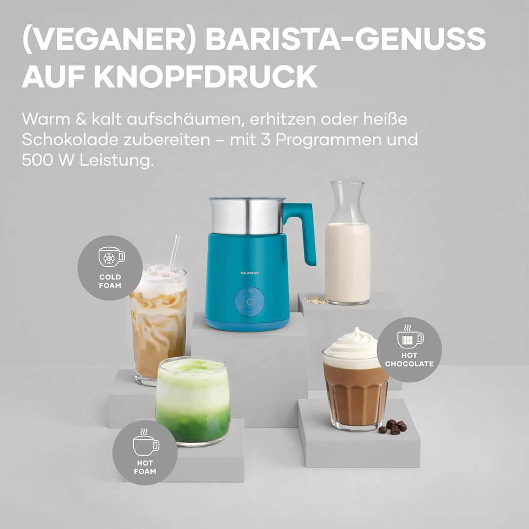 Severin Induktions-Milchaufschäumer, elektrischer Milchschäumer mit Edelstahlbehälter, kaltes und wa